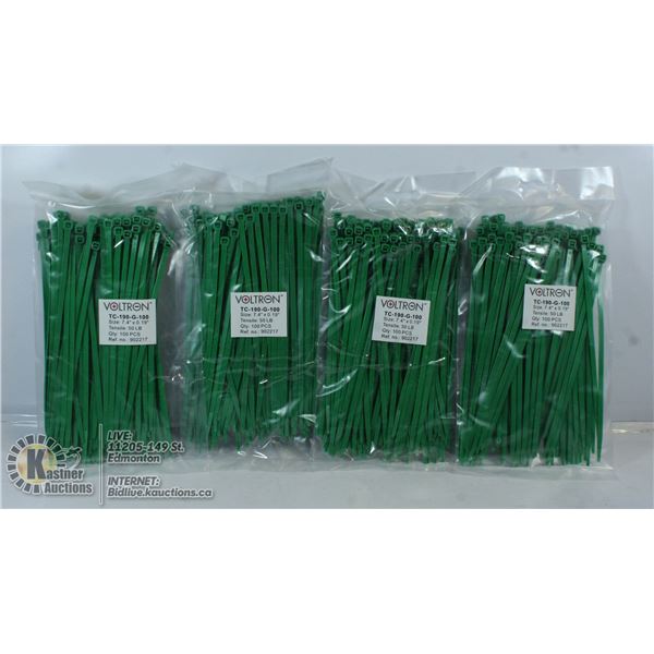 4 PACKS OF ZIP TIES. SIZE 7.4". TENCILE 50LBS.