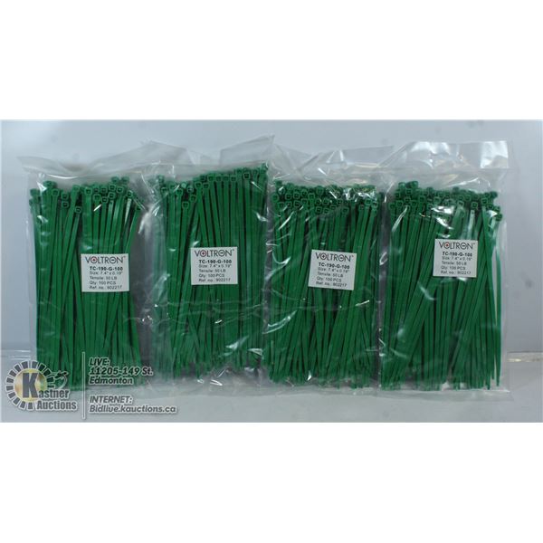 4 PACKS OF ZIP TIES. SIZE 7.4". TENCILE 50LBS.