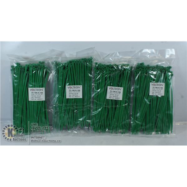 4 PACKS OF ZIP TIES. SIZE 7.4". TENCILE 50LBS.