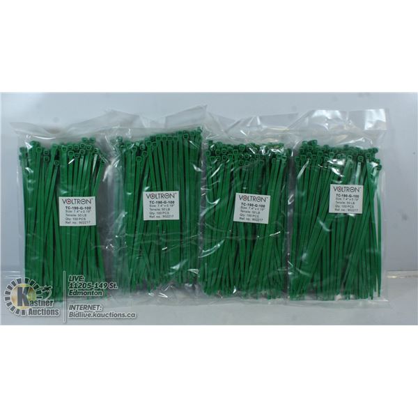 4 PACKS OF ZIP TIES. SIZE 7.4". TENCILE 50LBS.