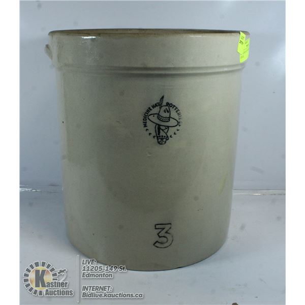 MEDICINE HAT POTTERIES 3 GAL CROCK