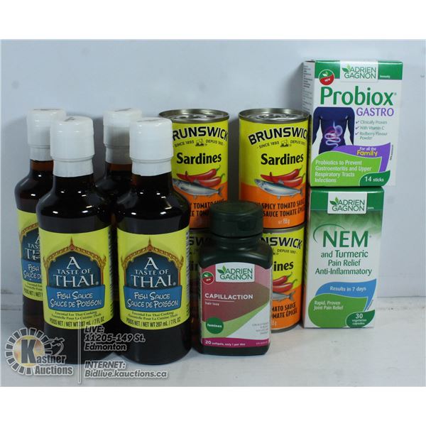 BOX OF NEW FOOD & VITAMINS