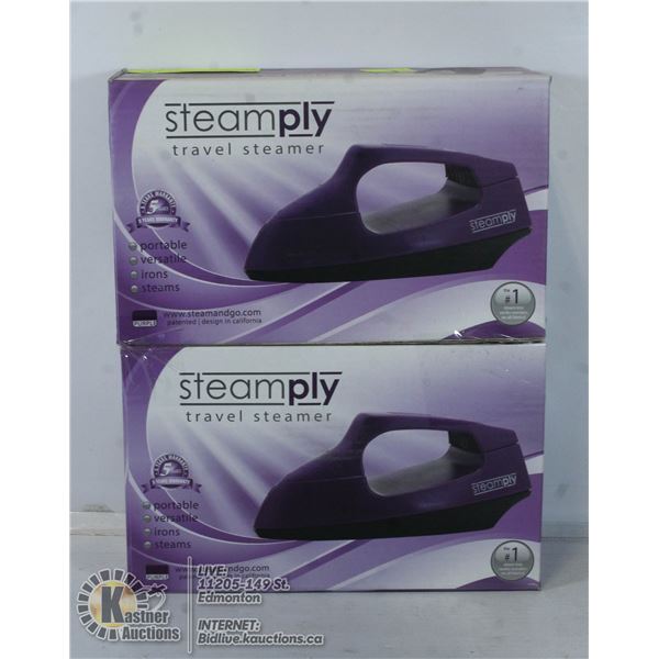 2 NEW PURPLE STEAMPLY TRAVEL STEAMERS