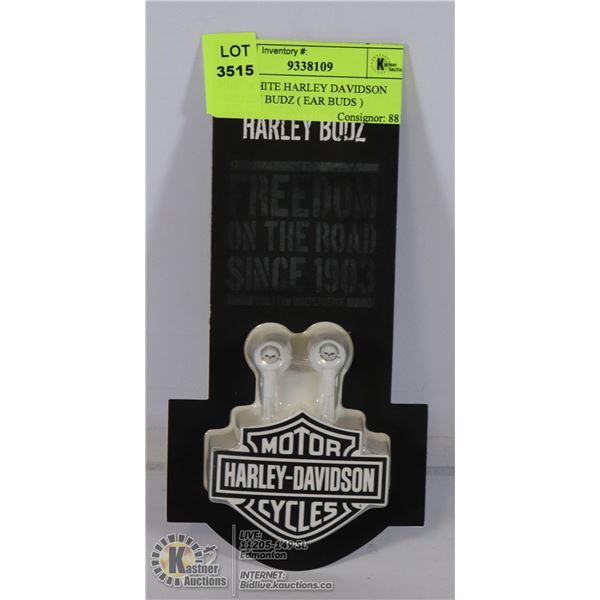 NEW WHITE HARLEY DAVIDSON HARLEY BUDZ ( EAR BUDS )