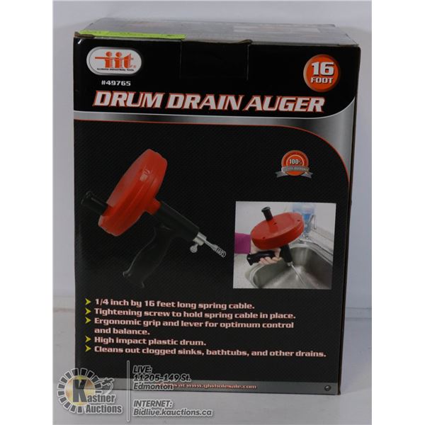 NEW 16FT DRUM DRAIN AUGERS