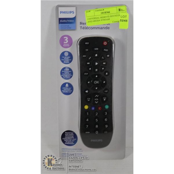 LOT OF 4 UNIVERSAL REMOTES-SOUND BAR AND