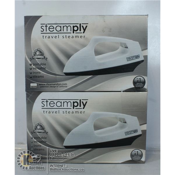 2 NEW  WHITE STEAMPLY TRAVEL STEAMERS