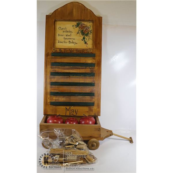 FOLK DECORATIVE WOOD WALL CALENDAR& MISC.