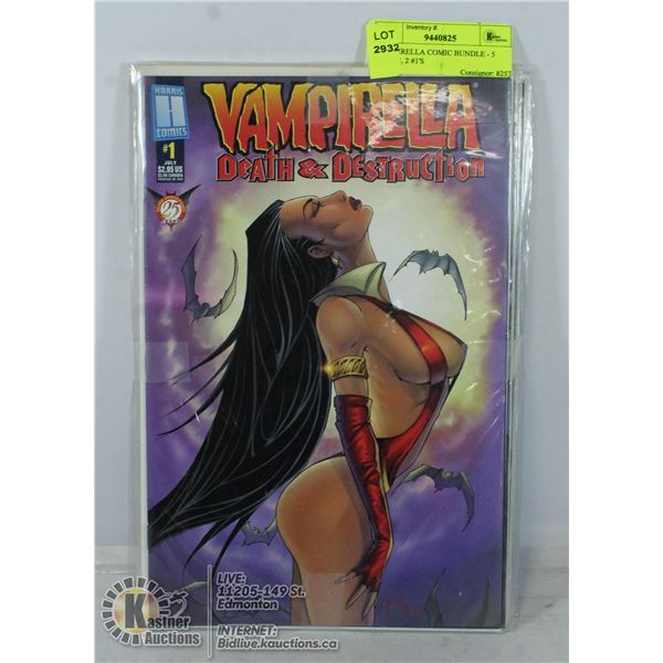 VAMPIRELLA COMIC BUNDLE - 5 ISSUES, 2 #1'S