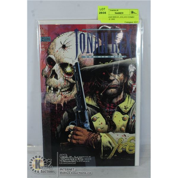 DC JONAH HEX #1, #10, #15 COMIC BUNDLE 1993