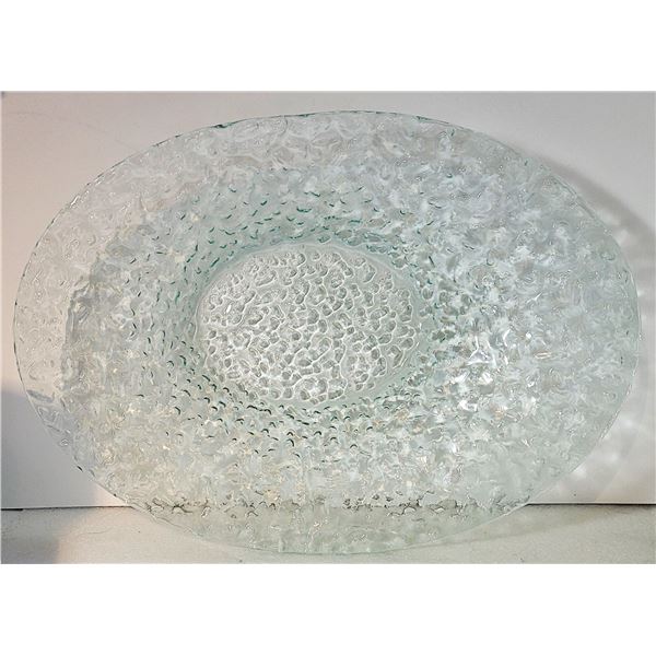 23)  GREEN CAST COLORED BUBBLE GLASS