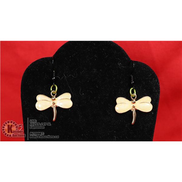 PEACH COLORED DRAGONFLY EARRINGS