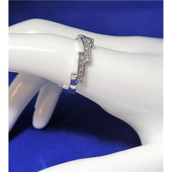 17)  SILVER TONE AND CLEAR CRYSTAL