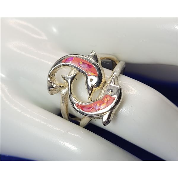 6)  HOT PINK LAB CREATED OPAL DOUBLE