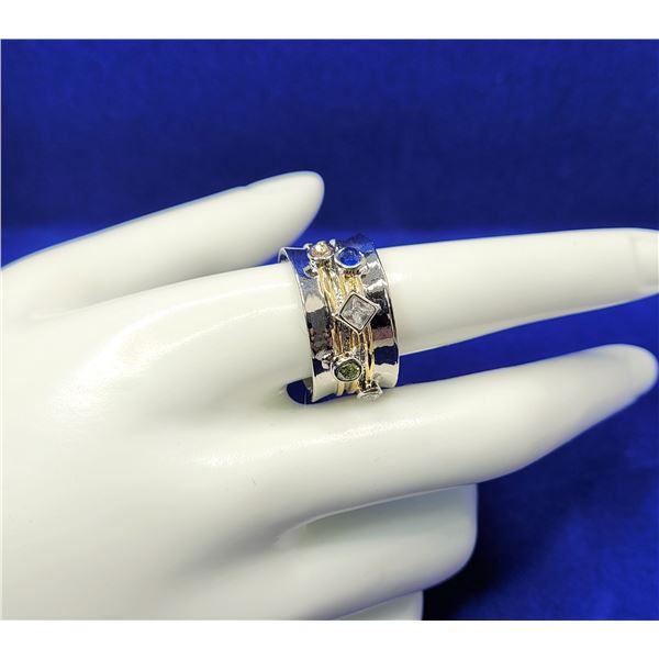 1)  WIDE BAND 18 KT GOLD PLATED OVER