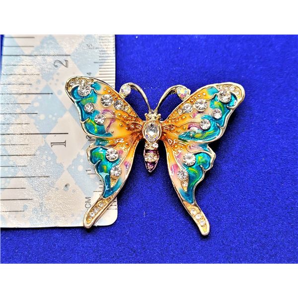 3) GOLD TONE WITH IRRIDESCNT BLUE, PINK