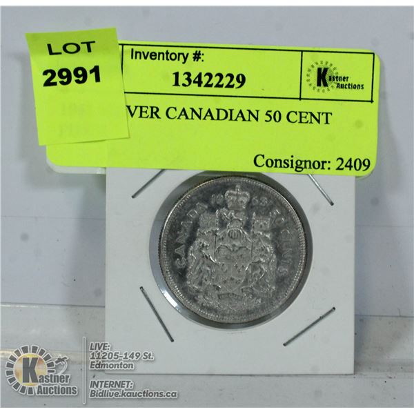 1963 SILVER CANADIAN 50 CENT PIECE