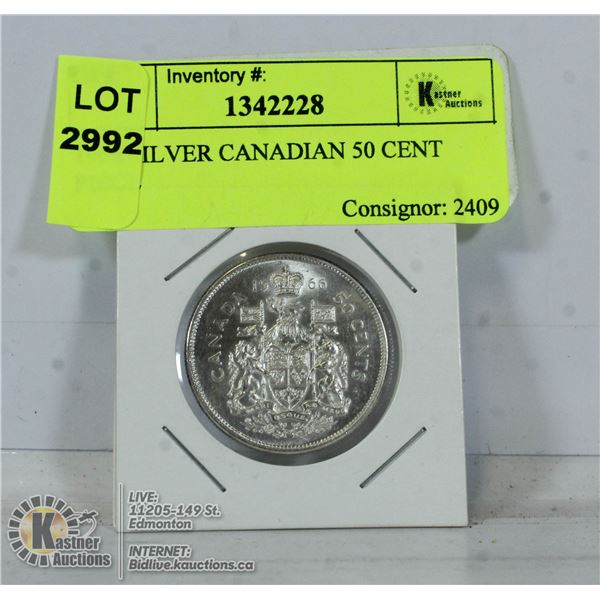 1966 SILVER CANADIAN 50 CENT PIECE