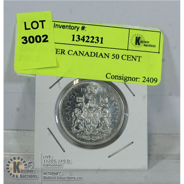 1965 SILVER CANADIAN 50 CENT PIECE