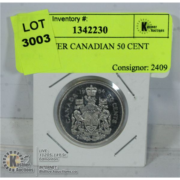 1964 SILVER CANADIAN 50 CENT PIECE