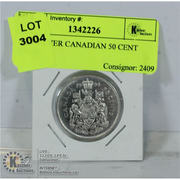 1966 SILVER CANADIAN 50 CENT PIECE
