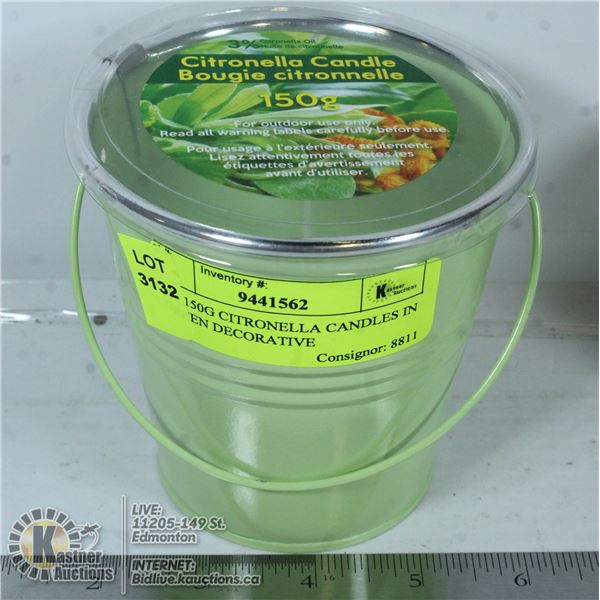 NEW 150G CITRONELLA CANDLES IN A GREEN DECORATIVE