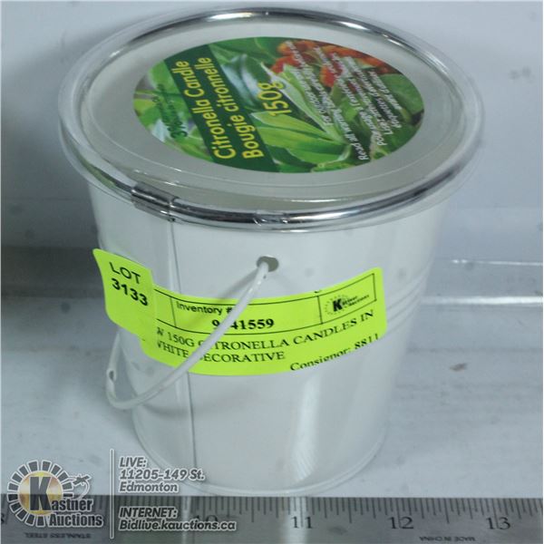 NEW 150G CITRONELLA CANDLES IN A WHITE DECORATIVE