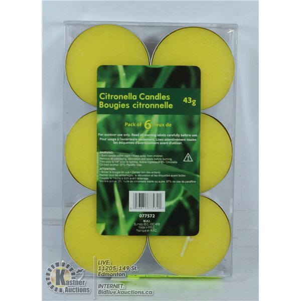 6 PACK OF 43G CITRONELLA CANDLES