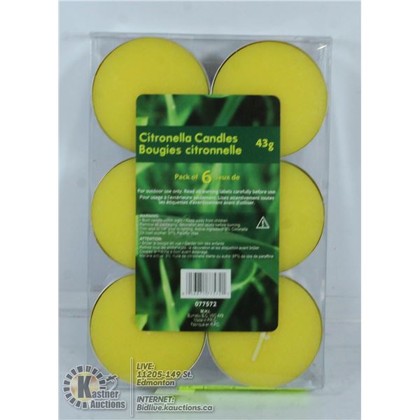 6 PACK OF 43G CITRONELLA CANDLES