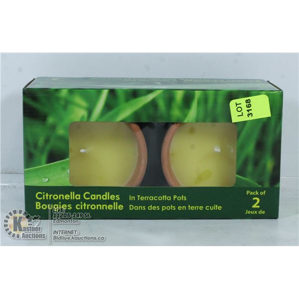 2 NEW CITRONELLA CANDLES IN TERRACOTTA  POTS