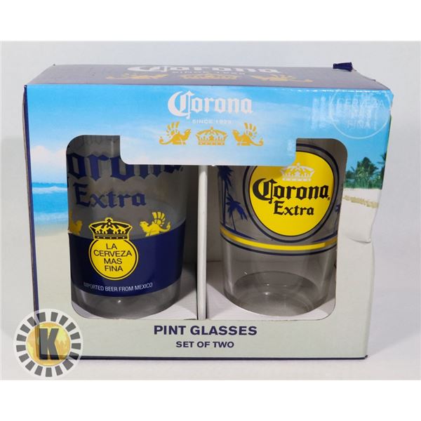 NEW CORONA 2PC PINT GLASS SET