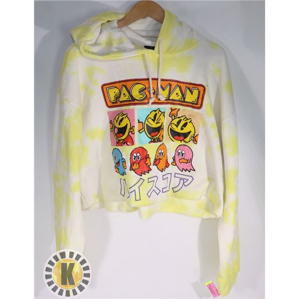 NEW WOMEN'S PACMAN FLEECE CROP HOODIE X-LARGE