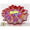 Image 1 : RED IRIDESCENT GLASS LEAF THEME PLATE