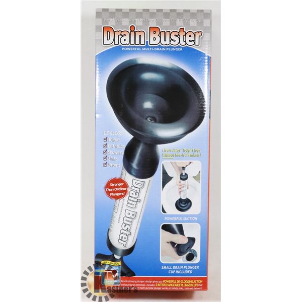NEW DRAIN BUSTER POWER MULTI-DRAIN PLUNGER