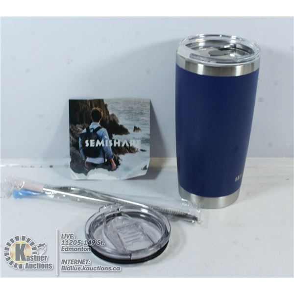 SEMISHARE TUMBLER AND REUSABLE STRAWS.