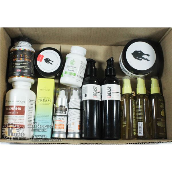 FLAT OF WELLNESS ITEMS.