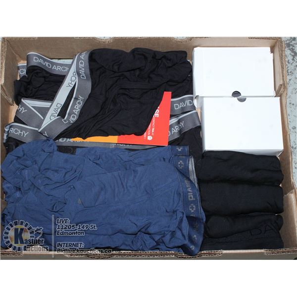 FLAT OF ASSORTED SIZE AND STYLE MENS UNDERWEAR.