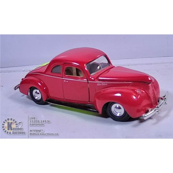 DIE CAST VEHICLE - 1940 FORD DELUX (RED)