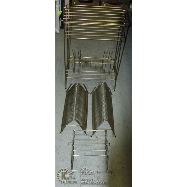 4 VINTAGE WIRE RECORD HOLDERS