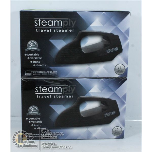 2 NEW BLACK STEAMPLY TRAVEL STEAMERS