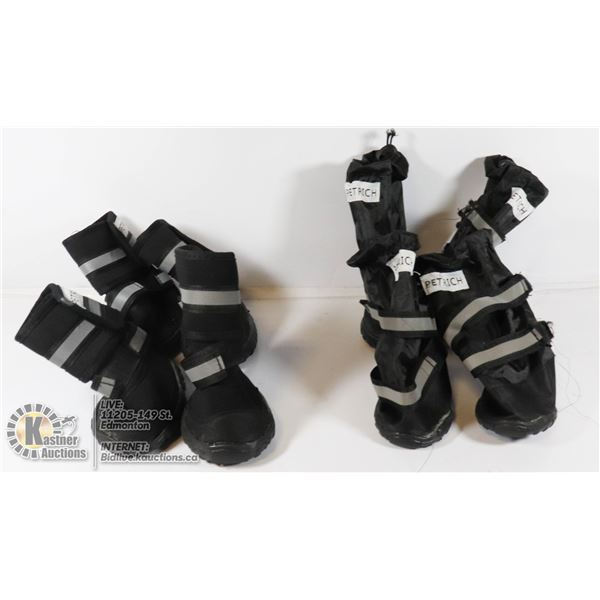 TWO PAIRS OF DOG BOOTS.