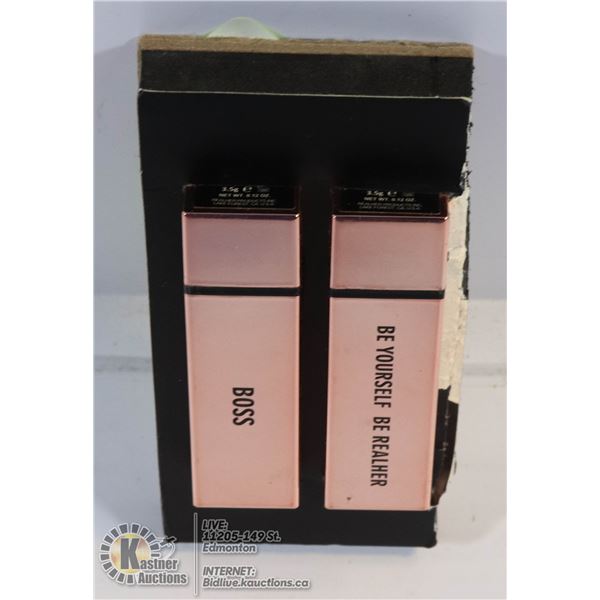 SET OF 2 AUTHENTIC REALHER MOISTURIZING LIPSTICKS