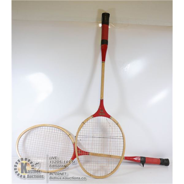 VINTAGE A PAIR OF ROYAL BADMINTON RACQUETS