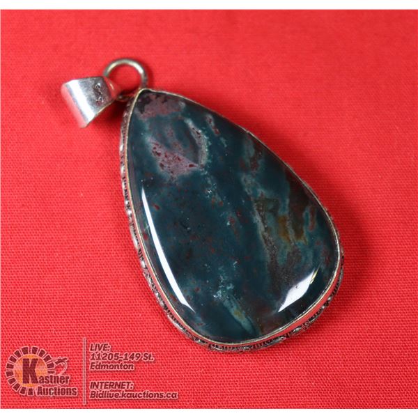 #19-NATURAL INDIA BLOODSTONE PENDANT