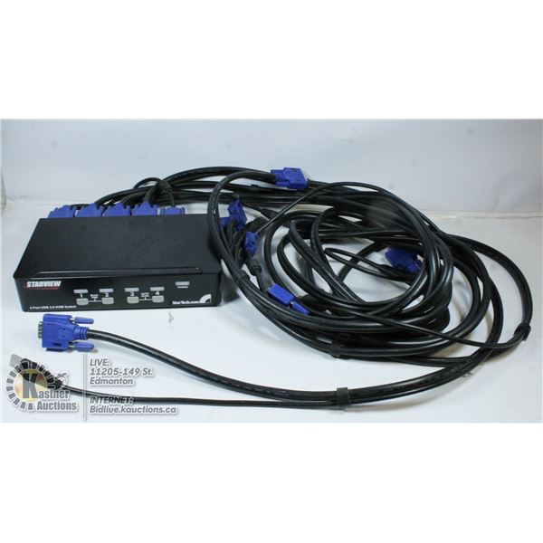 STARVIEW 4 PORT USB 2.0 KVM SWITCH WITCH CABLES