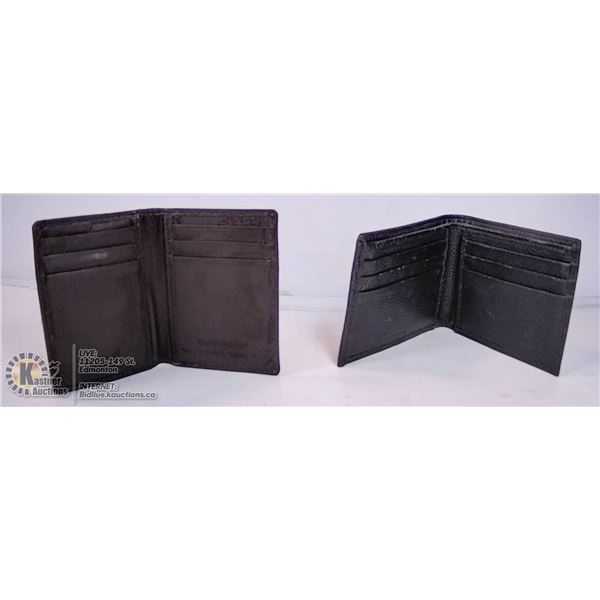 2 LEATHER WALLETS INCLUDING SWISS GEAR RFID BLOCK