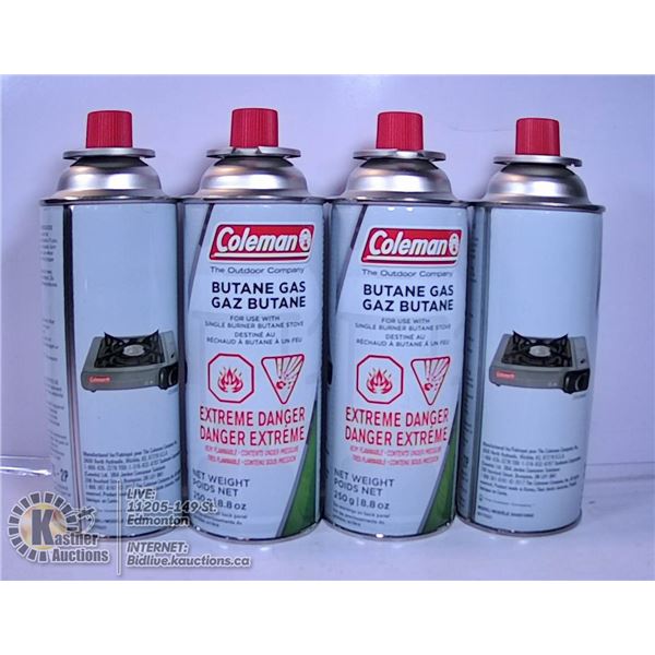 4 NEW COLEMAN BUTANE GAS FOR SINGLE BURNER STOVE
