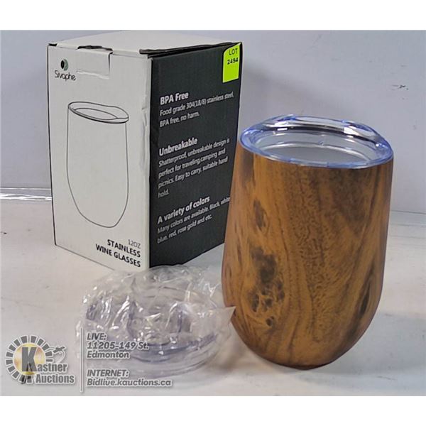 120 OZ STAINLESS STEEL WINE GLASS WOODGRAIN STYLE