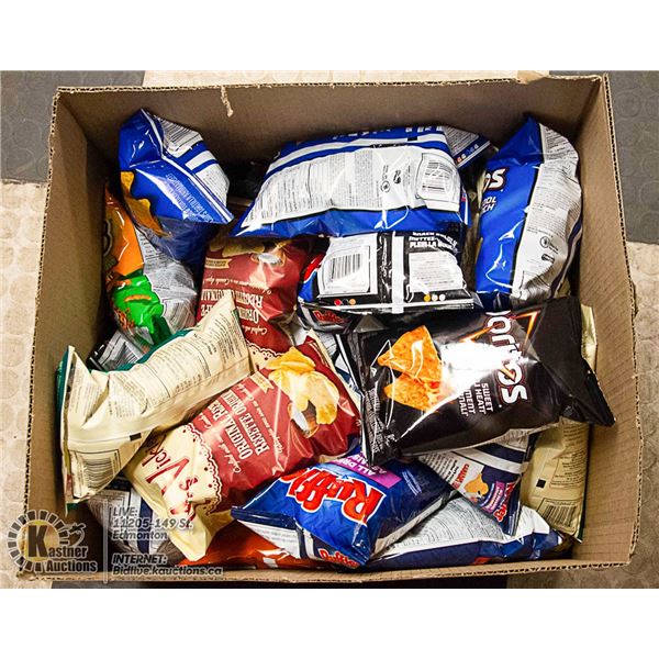 BOX LOT OF POTATO CHIPS
