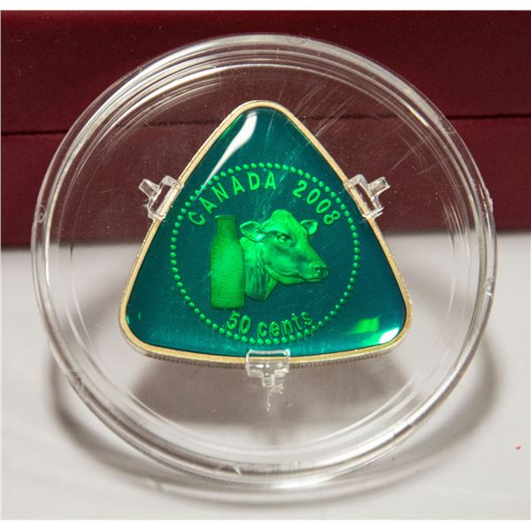 2008 50 CENT SILVER TRIANGE COIN -MILK DELIVERY